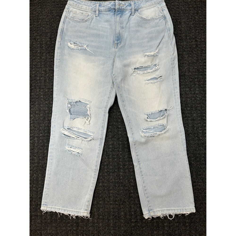 Vervet Light Wash Distressed Straight Leg Jeans - Women